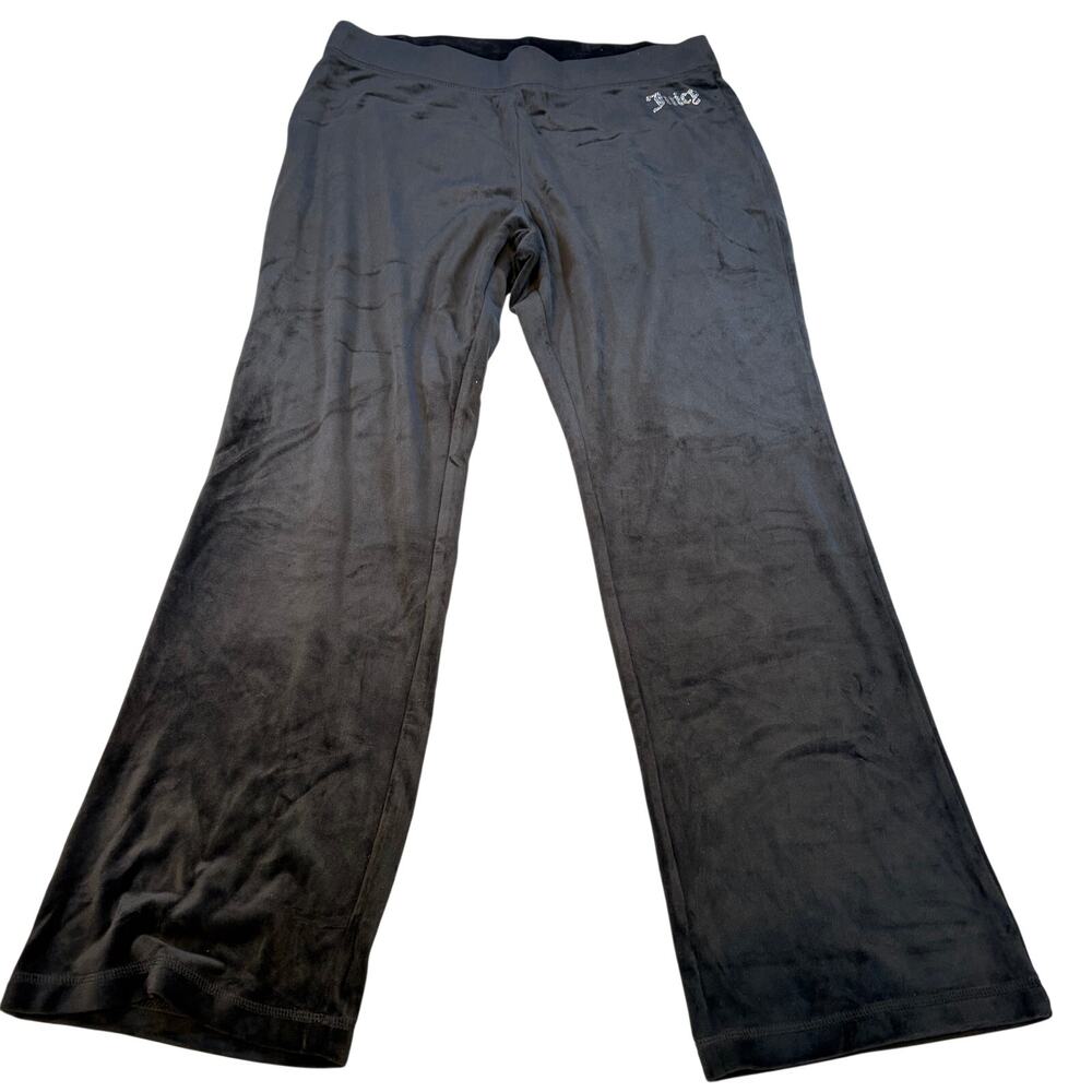 Juicy Couture womens black velour wide leg pants. Size L. Y2K, streetwear